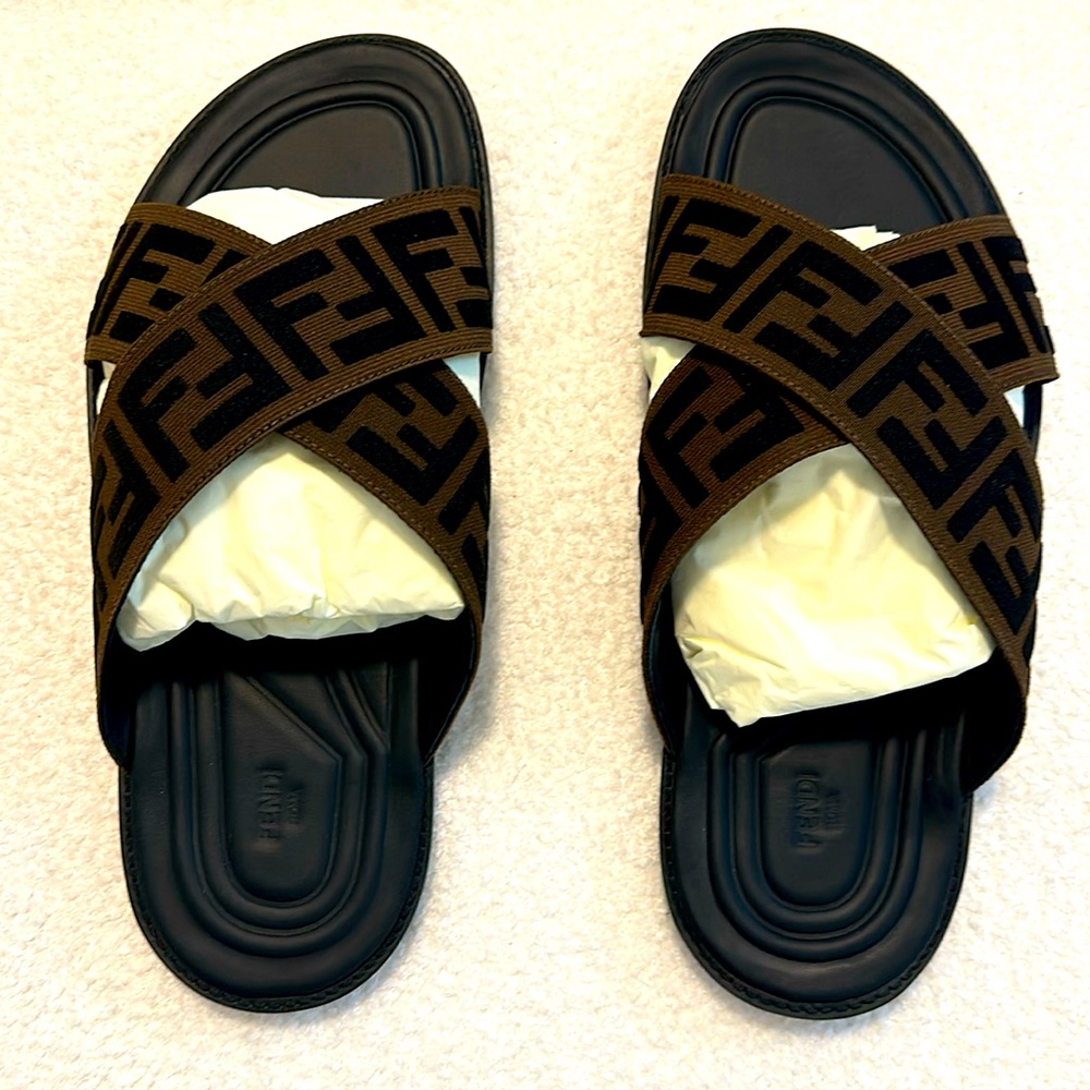 Men's sandals (FENDI) black and brown… Size 8… Totally new…